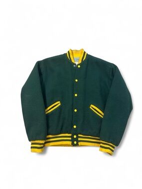 Vintage 60s 70s Felco varsity jacket green yellow made in USA 36 S/M mens